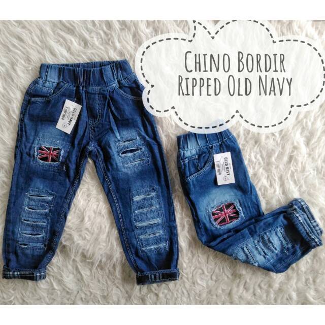 Jeans anak chino bordir ripped