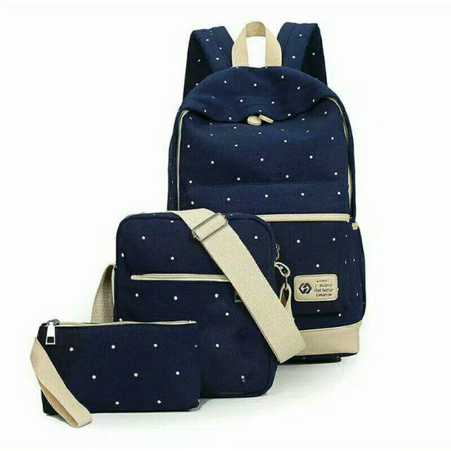 Tas wanita tas anak 3 in 1 polkadot