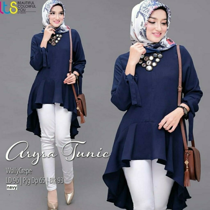 Aryra Long Top  Baju Atasan Tunik  Blouse Muslim 3