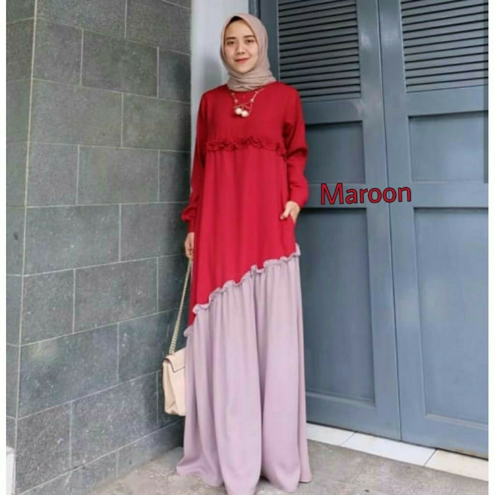 Binar Maxi Gamis Cantik Stylish - Moscrepe 3