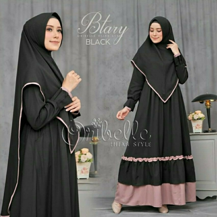 Btary Syari  Gamis Set Khimar  Baju Maxi Muslim 4