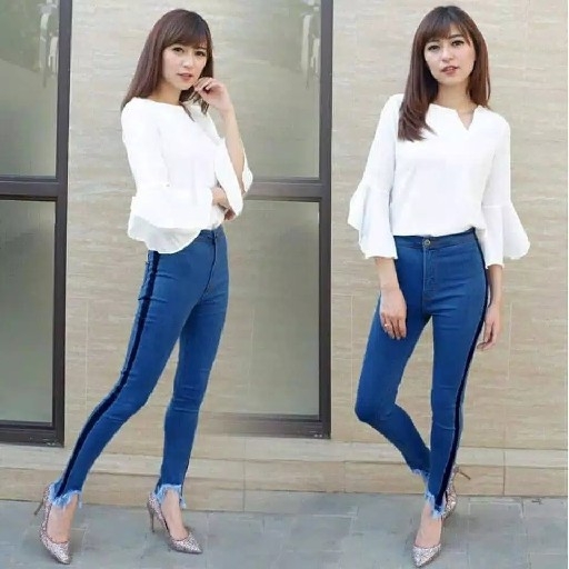 CELANA JEANS HIGHWAIST PUNNY SOBEK BIRU ELEKTRIK 2