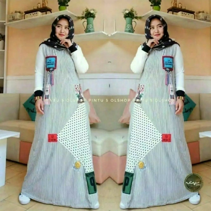 Calista Dress Maxi Gamis Salur Spandex Premium 2