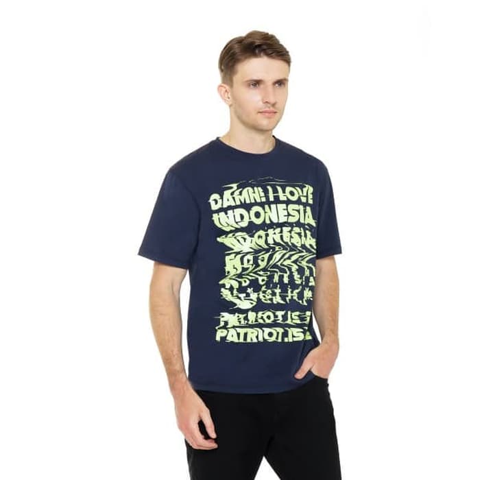 DAMN! I LOVE INDONESIA KAOS PRIA WARP TEXT NAVY - Navy, S 2