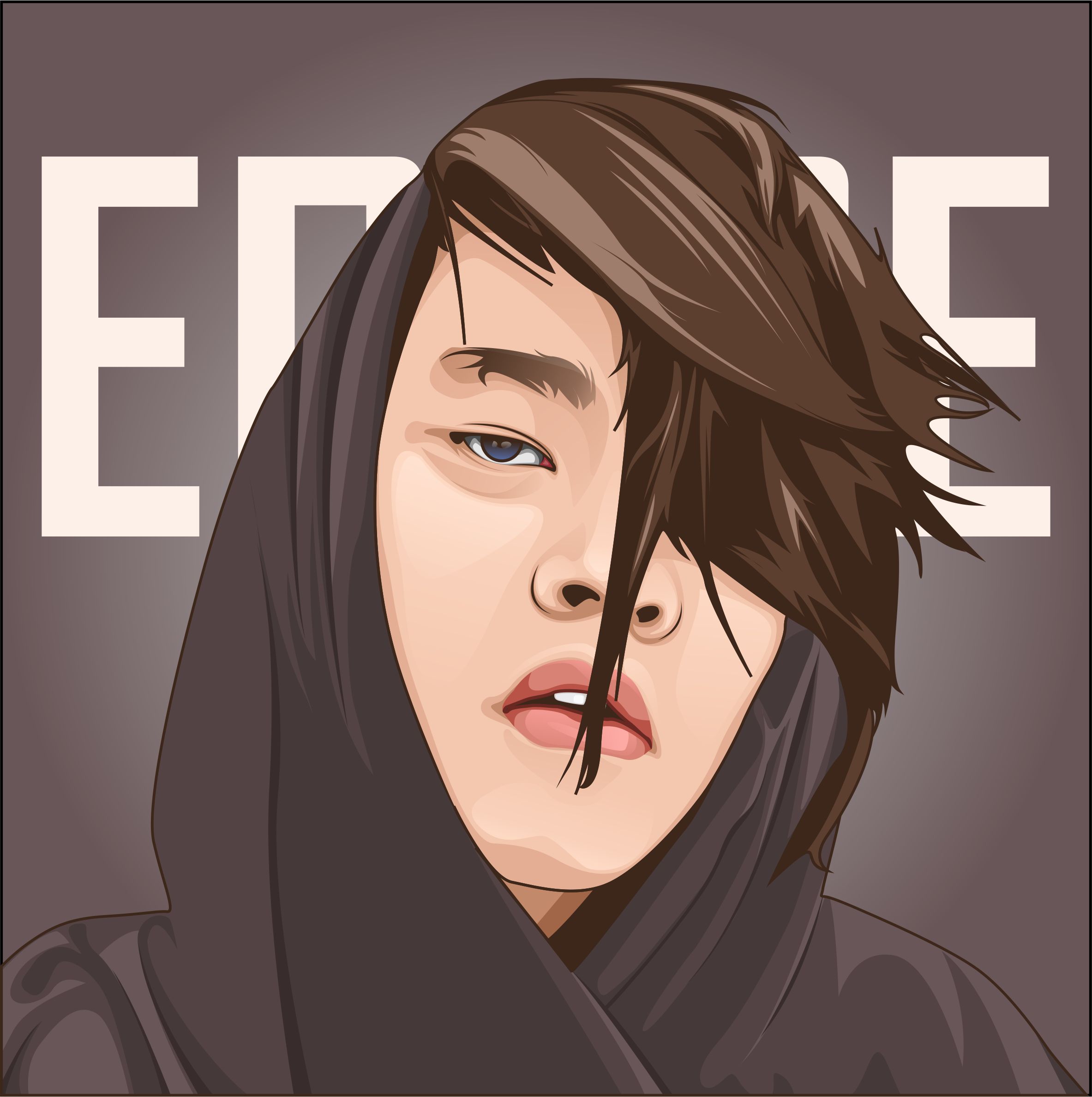 Desain + Bingkai Vektor Art 1 Wajah