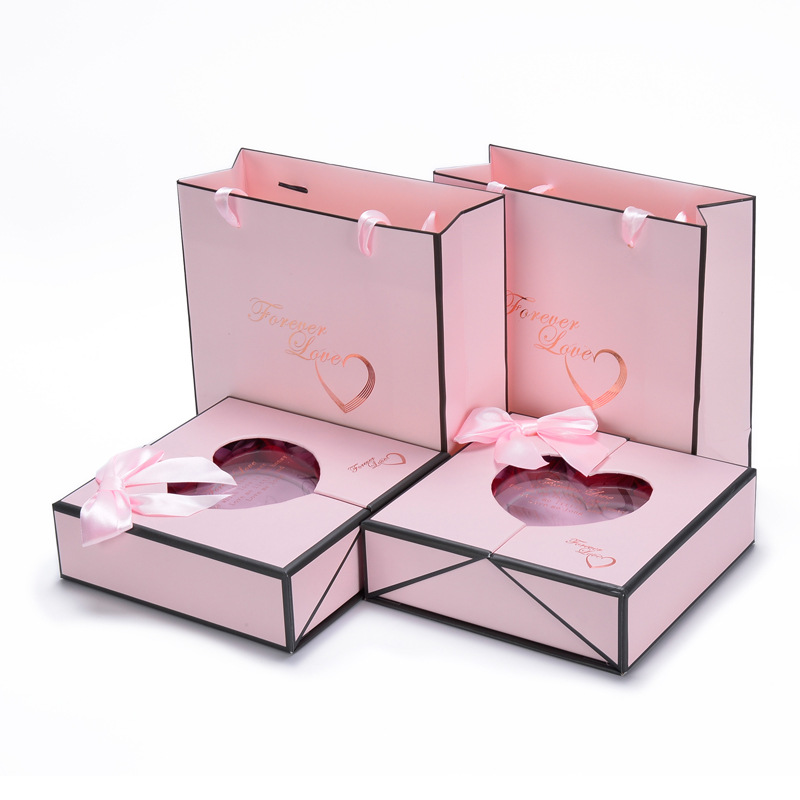 Gift packing box logo rigid pink  3
