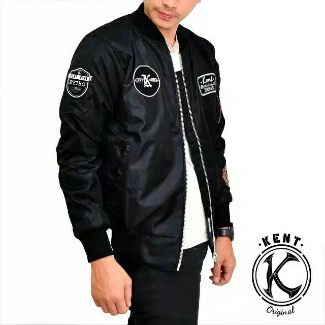 Jaket Bomber KENT RETRO BLACK NEW 3