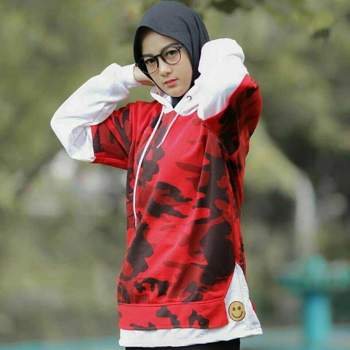 Jaket Hoodie Loreng Merah Pria Wanita - DRB 014 3