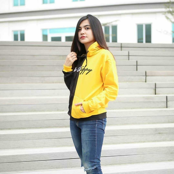 Jaket Hoodie Pria Wanita Yellow Black - ROW 031 2