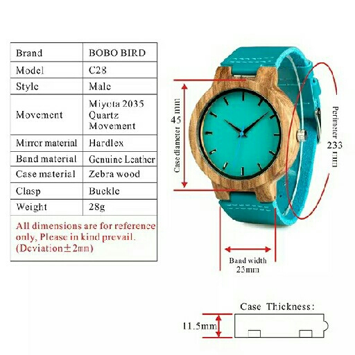 Jam Tangan Kayu Bobo Bird Blue 3