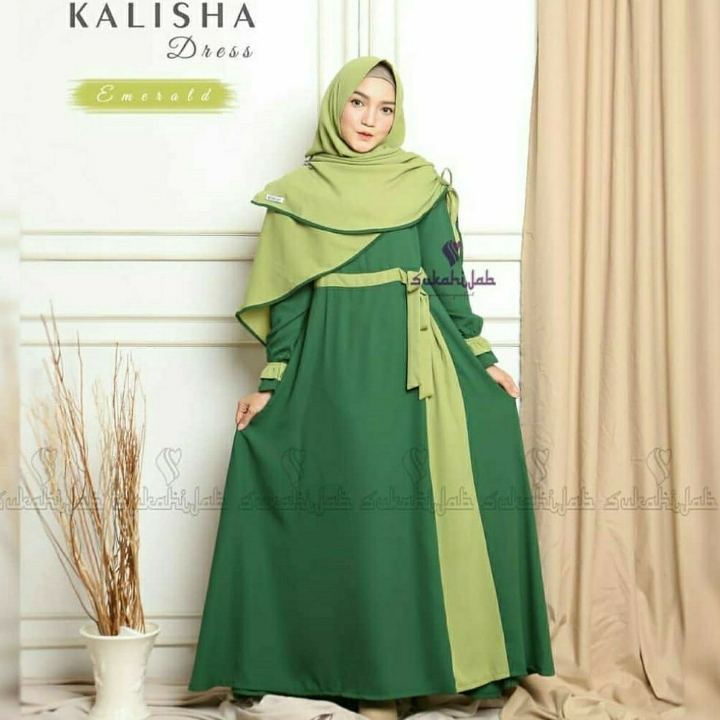 Khalisa Syari  Gamis Set Hijab  Baju Muslim Modern 2