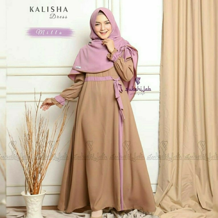 Khalisa Syari  Gamis Set Hijab  Baju Muslim Modern 3