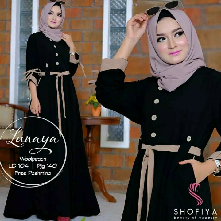 Lunaya Dress  Gamis Luna Maxi  Gaun Muslim 2