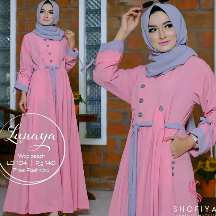 Lunaya Dress  Gamis Luna Maxi  Gaun Muslim 3