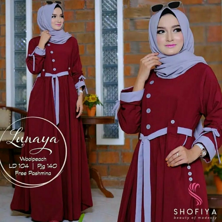 Lunaya Dress  Gamis Luna Maxi  Gaun Muslim 4