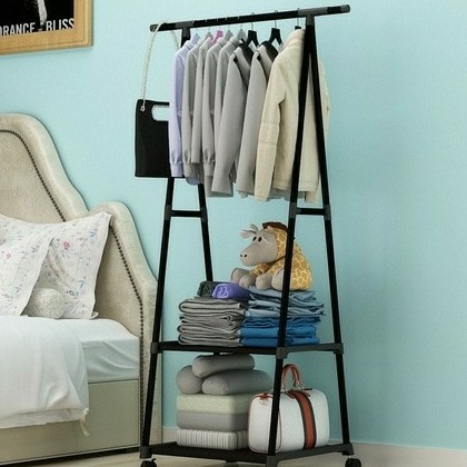 MH X17 Triangle Stand Hanger Rak Buku Pakaian Serbaguna Dengan 4 Roda 2