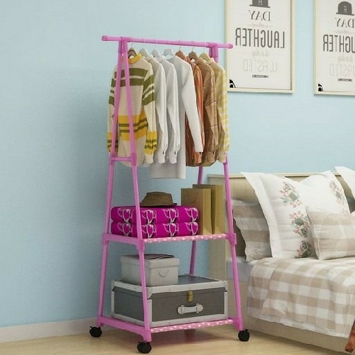 MH X17 Triangle Stand Hanger Rak Buku Pakaian Serbaguna Dengan 4 Roda 3