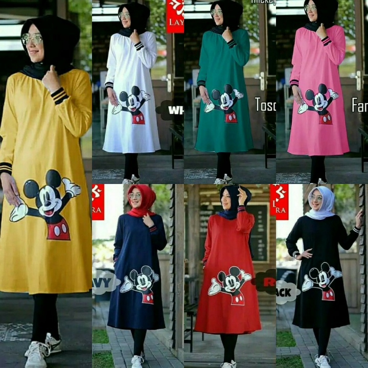 Mickey Tunik  Baju Muslim Wanita  Atasan Kartun 2