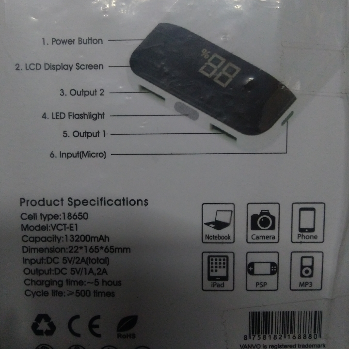 Powerbank Vanvo 13200mah 2
