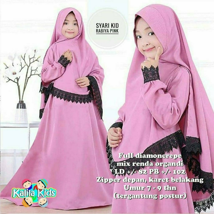 Rabiya Kids  Gamis Syari Anak  Baju Muslim Anak Perempuan 2