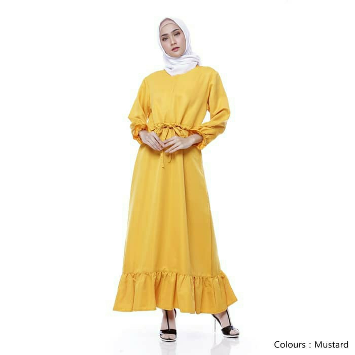 Reinn Dress Maxi  Gamis Polos Tali  Baju Umrah Haji Terbaru 4