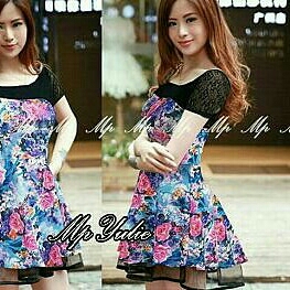 SALE DRS YULIE FLOWER BLUE  2