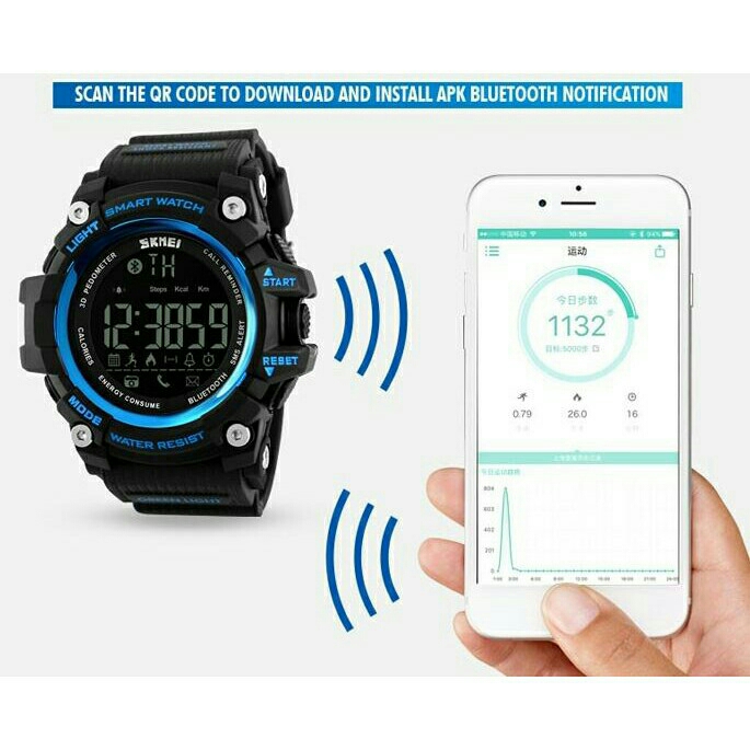 SKMEI Jam Tangan Olahraga Smartwatch Bluetooth - DG12278 BL D10 3