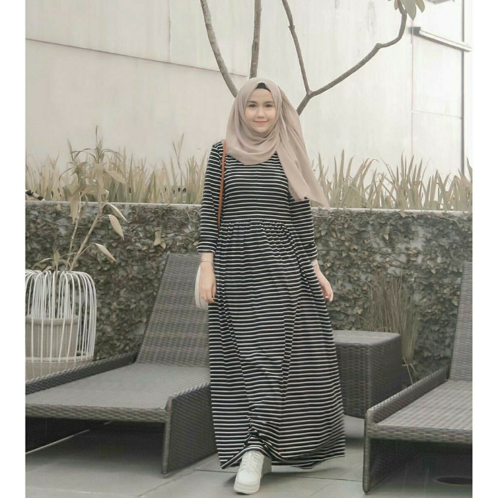 Sailor Maxi  Baju Gamis Salur  Spandex Premium 2