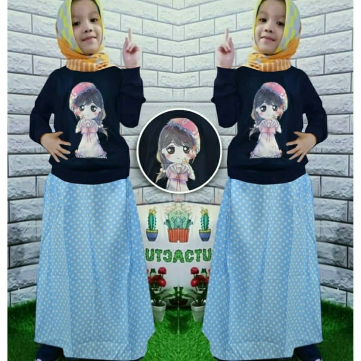 Sakura Kids  Setelan Anak Perempuan  Set Baju Rok Polkadot 3