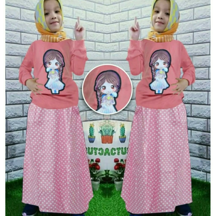 Sakura Kids  Setelan Anak Perempuan  Set Baju Rok Polkadot 4