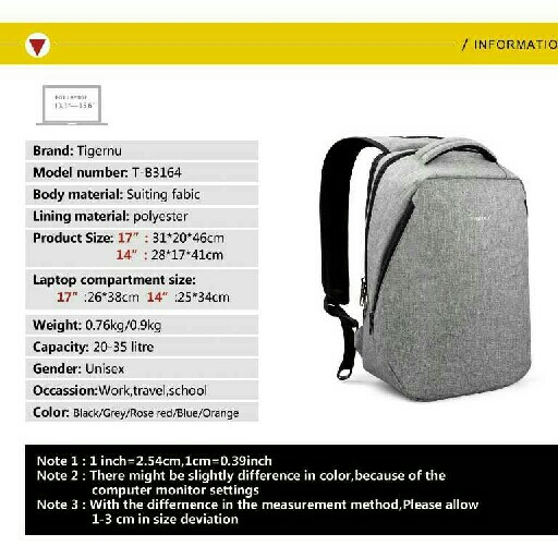 TIGERNU Tas Ransel Laptop 3