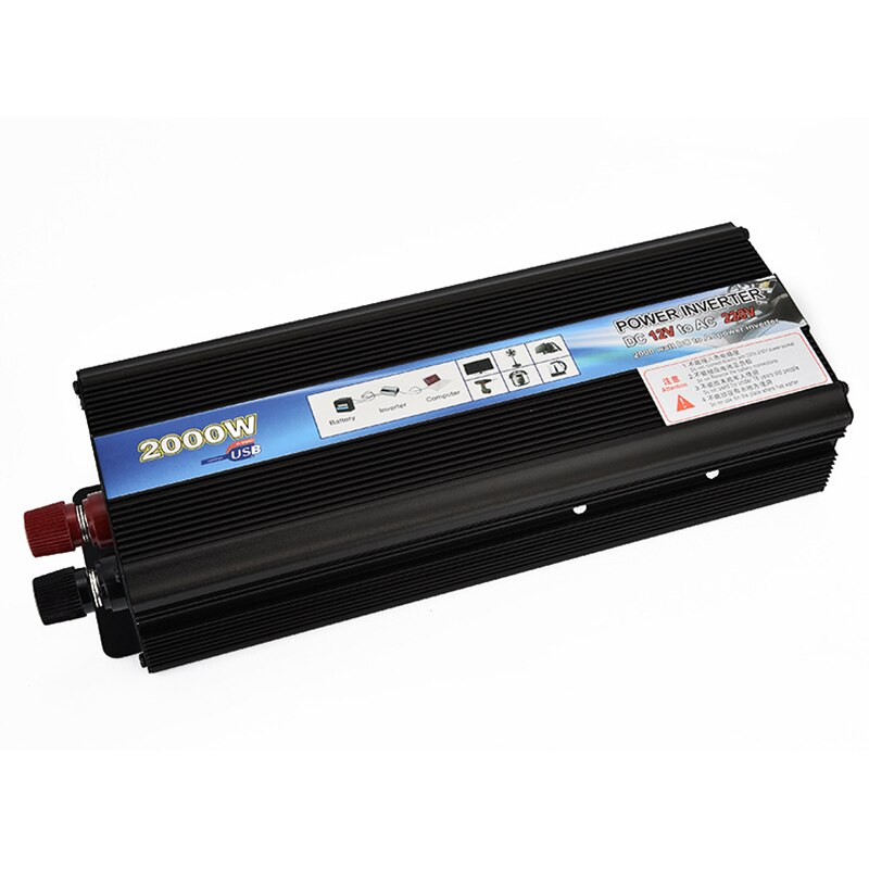 Taffware Rectangle Car Power Inverter DC 24 Volts to AC 220V 2000Watt 