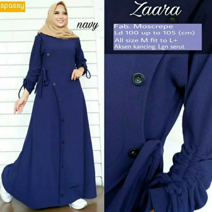 Zaara Maxi Dress Muslim Baju Gamis Moscrepe 3