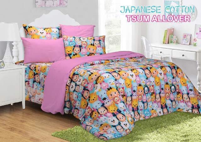 Sprei Motif Tsum Tsum Pink