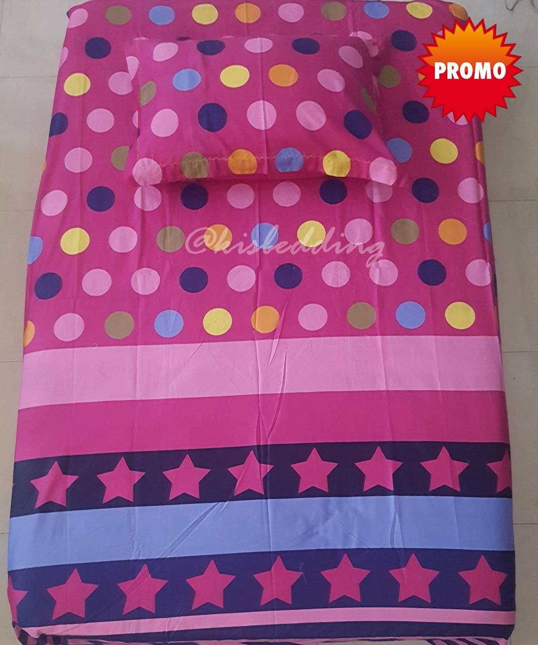 Sprei Motif Polkadot Pink