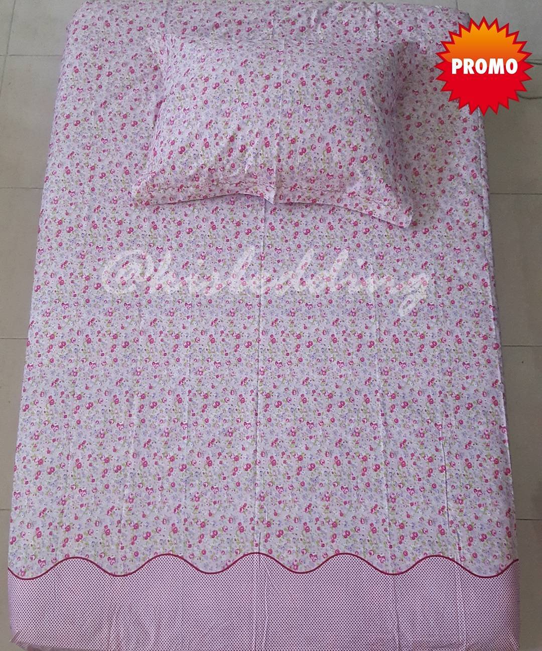 Sprei Motif Putih Pink