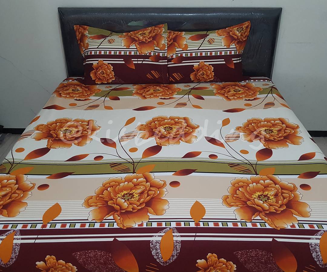 Sprei Motif Brown Flowers (160x200)