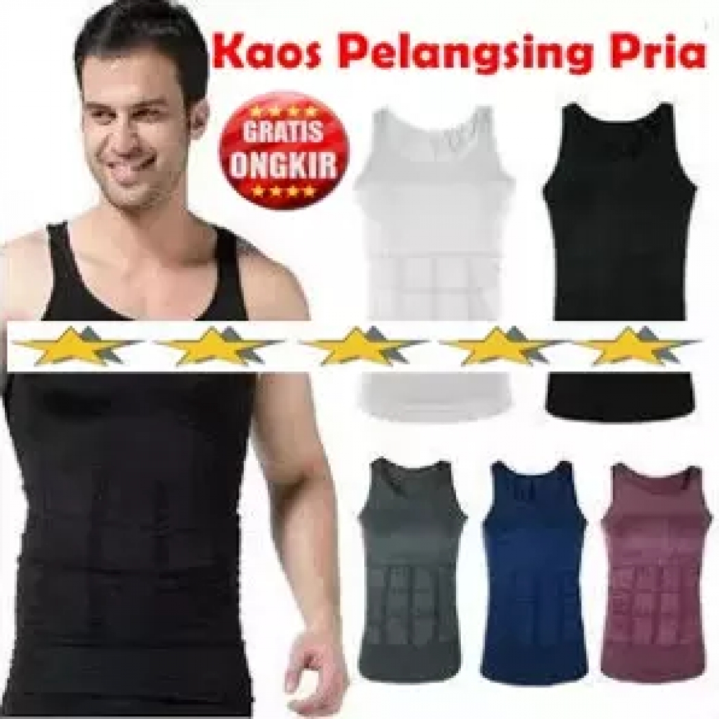 Kaos Pria Pelangsing Slim Body Sexy Belly Tummy Rata Korset Slim