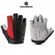 - ROCKBROS S009 BIKE GLOVE HARF FINGER - SARUNG TANGAN SEPEDA RED GRAY