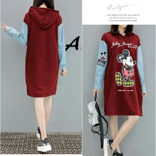  Dress Hodie Denim Maroon 