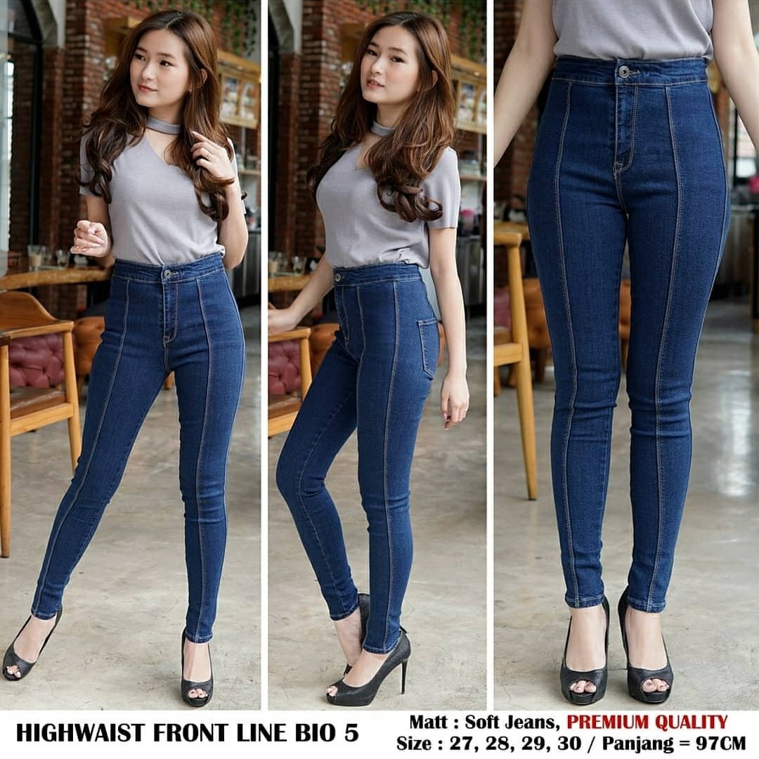 156 Jeans Highwaist Navy Tulang