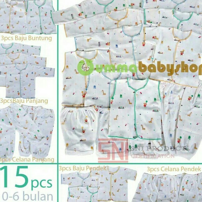 1box Paket Baju Bayi Isi 15pcs