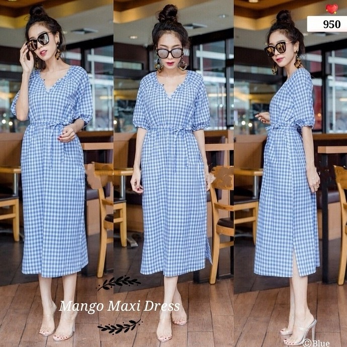 950 Mango Maxy Dress Biru