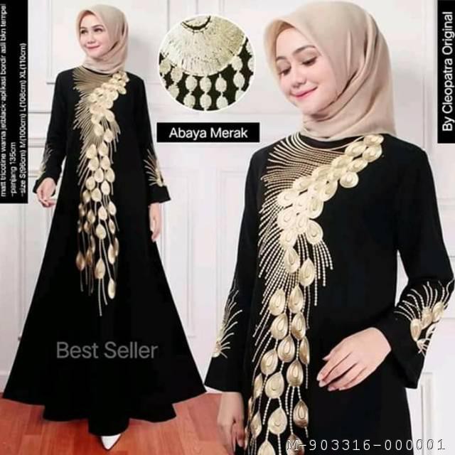 ABAYA MUSLIM WANITA BORDIR TELUR