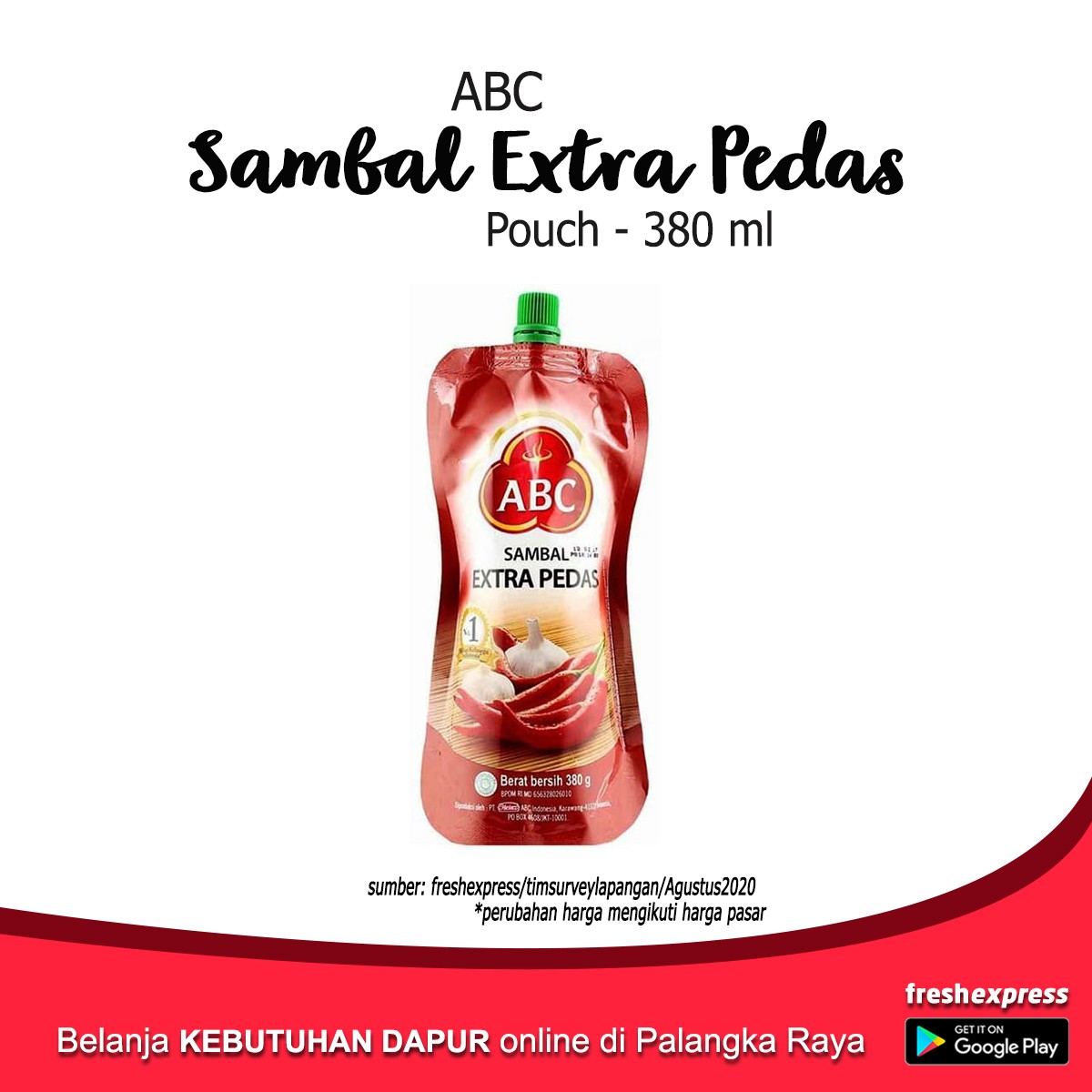 ABC Sambal Extra Pedas Pouch 380 Ml