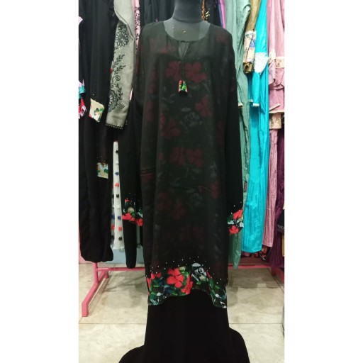 Abaya Mekah Dobel Sifon Bunga 3