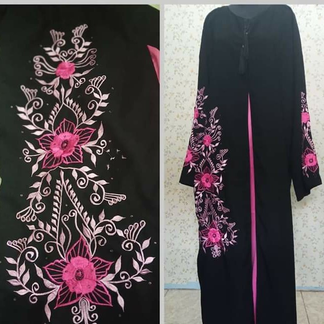 Abaya Mekah Kombi Satin Bordir