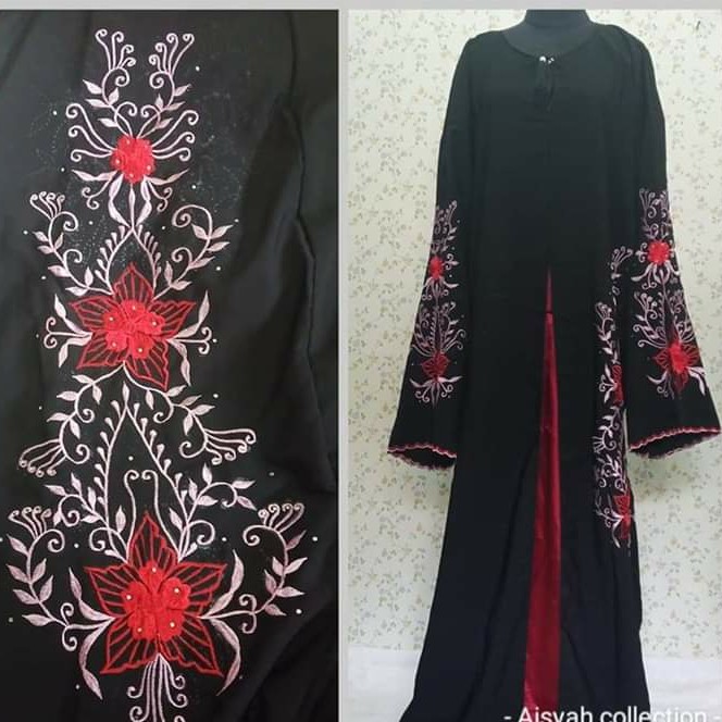 Abaya Mekah Kombi Satin Bordir 2