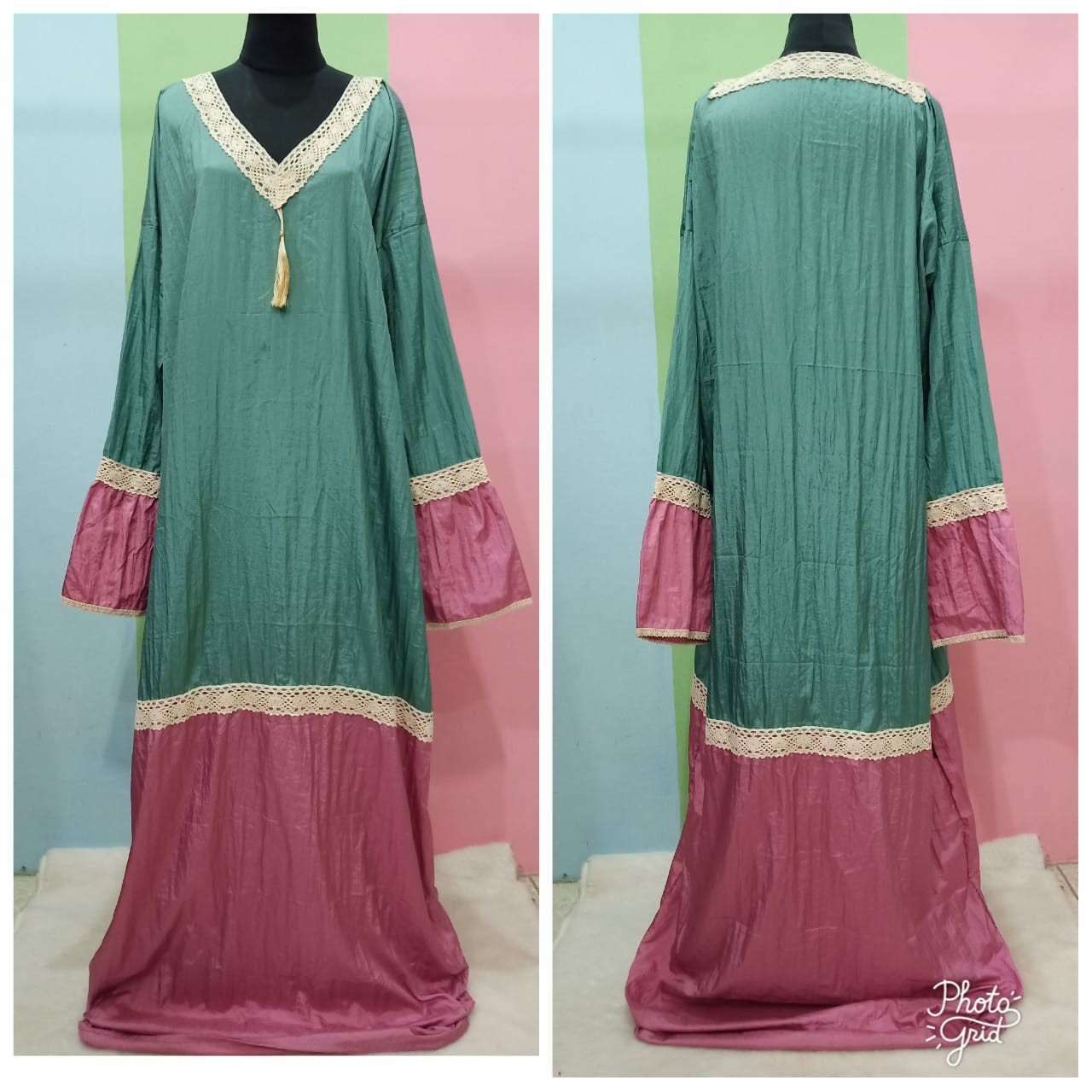 Abaya Parasit Kombinasi Renda