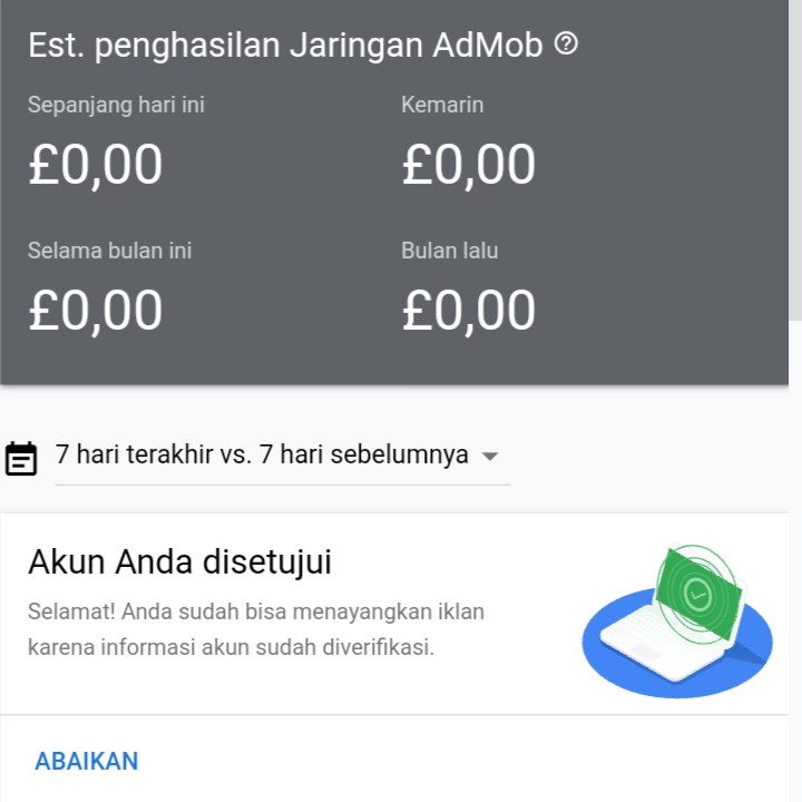 Akun Admob UK Fresh 2020